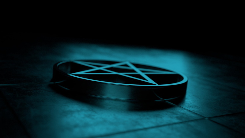 dark, medallion, pentagram, light, render, blender, the medallion, blender3d, 1080P, art, 3dart, reflection