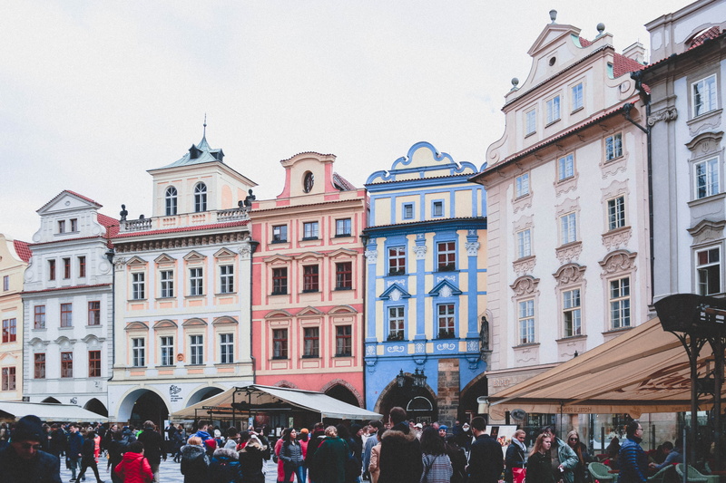 men, citylife, lookingup, town, buildings, abstract, house, geometry, adult, window, sky, composition, arquitetura, praha, crowd, perspective, real people
