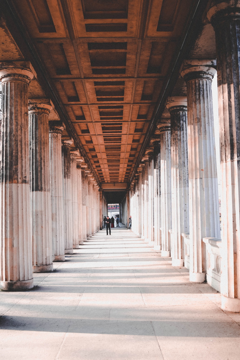 direction, architecture, history, lights, buildings, day, lifestyles, house, colonnade, arcade, real people, walking, arch, perspective, in a row, diminishing perspective