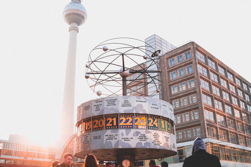 tourism, building, low angle view, city life, perspective, street, city, travel, downtown, lines, communication, germany, tower, building exterior, berlin