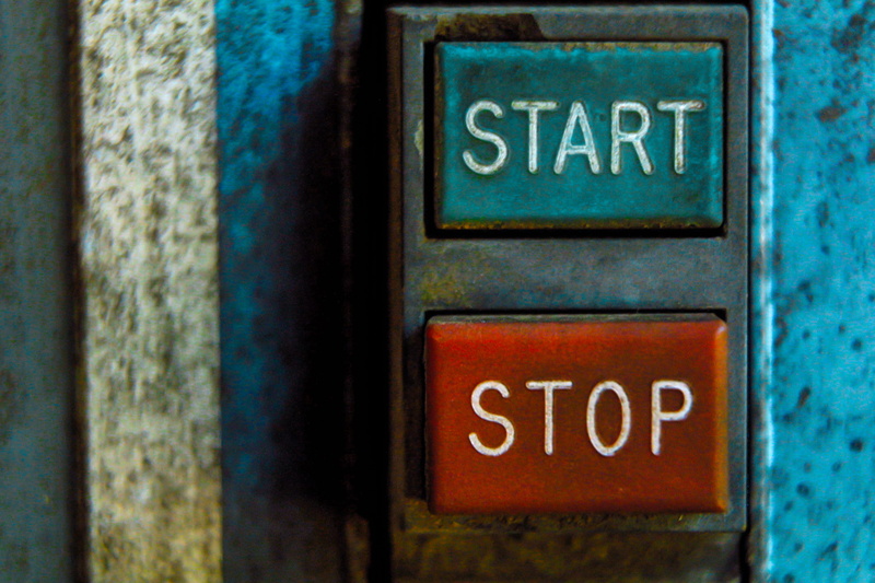 no people, push button, old, stop, obsolete, blue, 4K, outdoors, day, red, door, start, rusty, wall - building feature, wood - material, communication