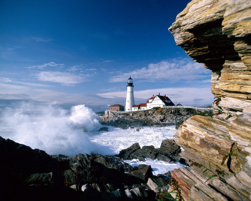 Lighthouse, Portland Head Light, 720P, beach