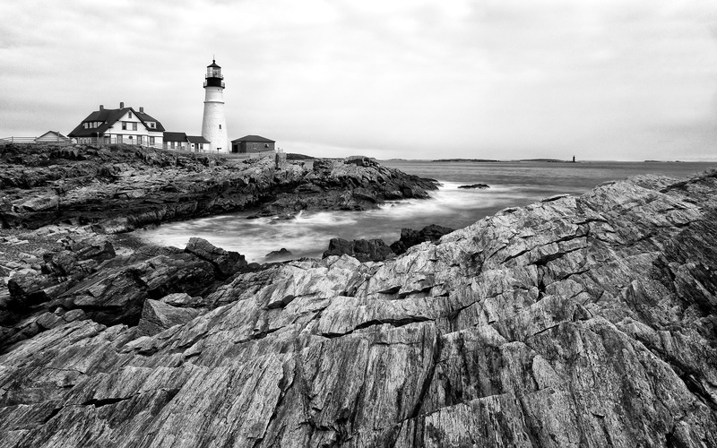 blackandwhite, solid, grey, maine, rock, photography, cloud - sky, rocky coastline, landscape, tower, architecture, built structure, sea, guidance, eroded