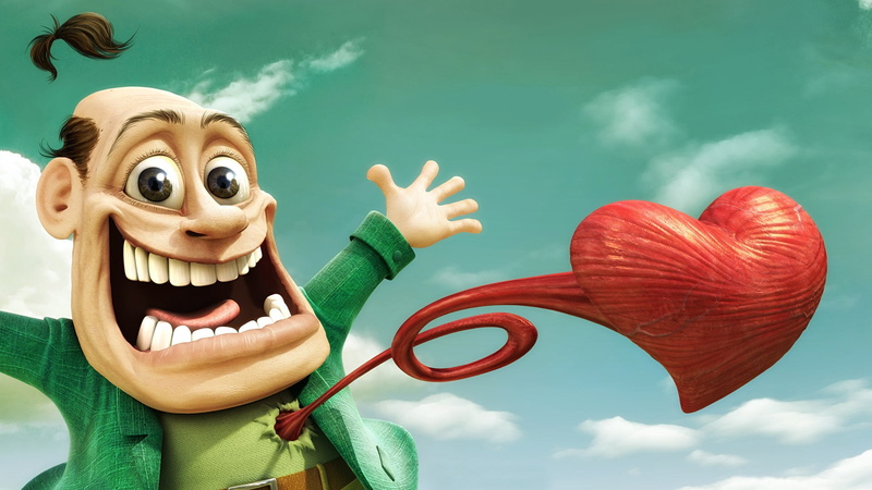 toon, craft, joy, representation, emotion, green Color, one Person, men, blue, illustration, smiling, people, human Teeth, sky, character, nature, art and craft