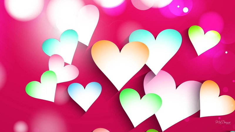 childish, bokeh, shadows, 3d and abstract, cute, valentines day, pink, 1080P, colorful, hearts, collage, shadow