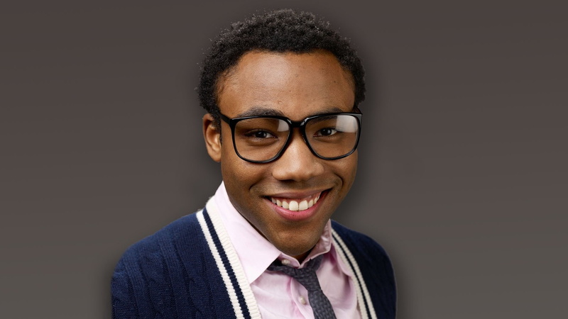 smiling, cheerful, Teeth, eyeglasses, hair, adult, black background, menswear, 1080P, positive emotion, Glasses, headshot, Tie, Childish gambino, Smile