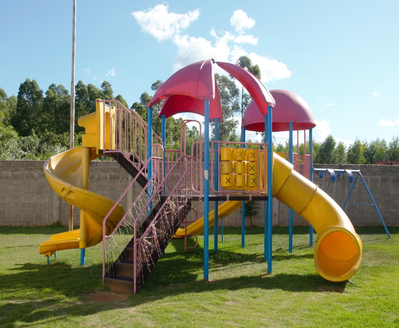 slide - Play Equipment, yellow, tree, children playing, 4K, sunlight, day, grass, outdoors, swing, childhood, jungle gym, Fun, playground, sports And Fitness