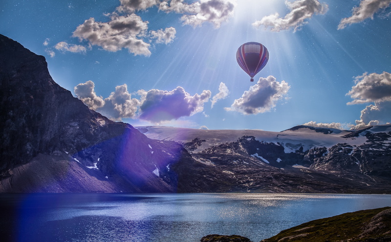 Norway, Rays, Aerial, Sunlight, Landscape, water, cloud - sky, visit, View, Europe, Lake, mountain, Outdoors, hot, sky, beauty in nature, Discovery, Photoshop