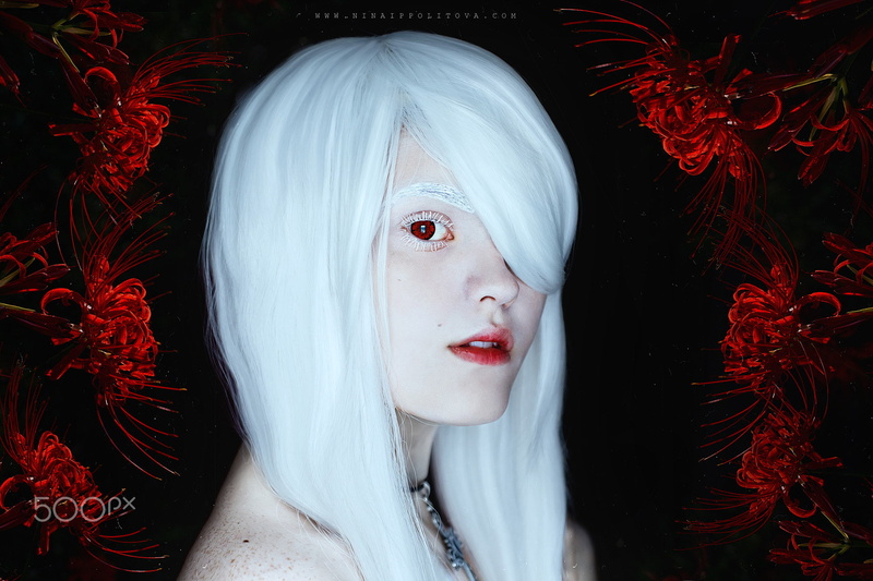 model, 500px, red lipstick, Shirø Igarashi, red eyes, black background, adult, human face, indoors, hairstyle, one person, make-up, portrait, looking at camera