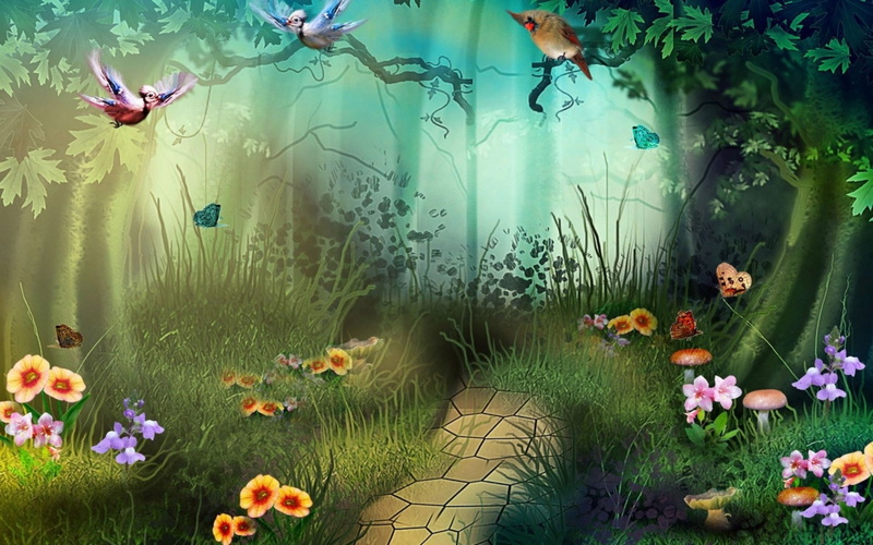 tree, flower, animals in captivity, animal themes, water, outdoors, animals in the wild, art, vertebrate, glass - material, purple, underwater, landscape