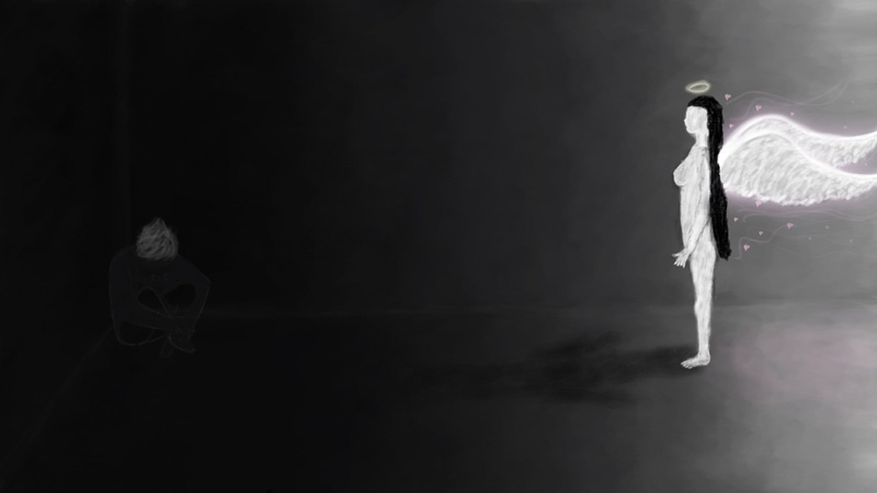 love, dark, angel, alone, 1080P, drawing
