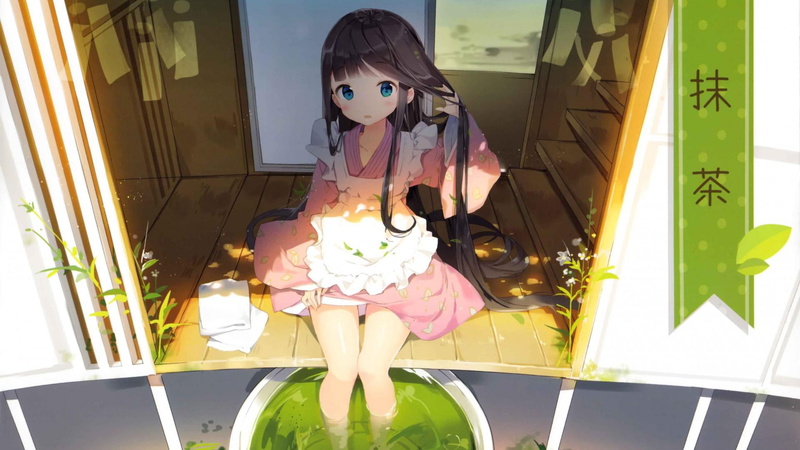 anime, green tea, green, 1080P, lovely girl, tea, lovely, girl