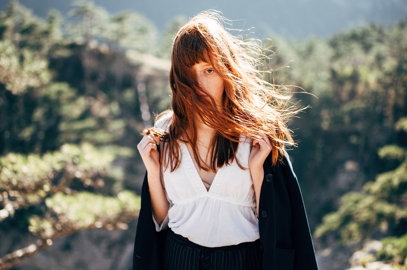 one person, women outdoors, women, nature, focus on foreground, waist up, teenager, 500px, standing, outdoors, beautiful woman, casual clothing, redhead