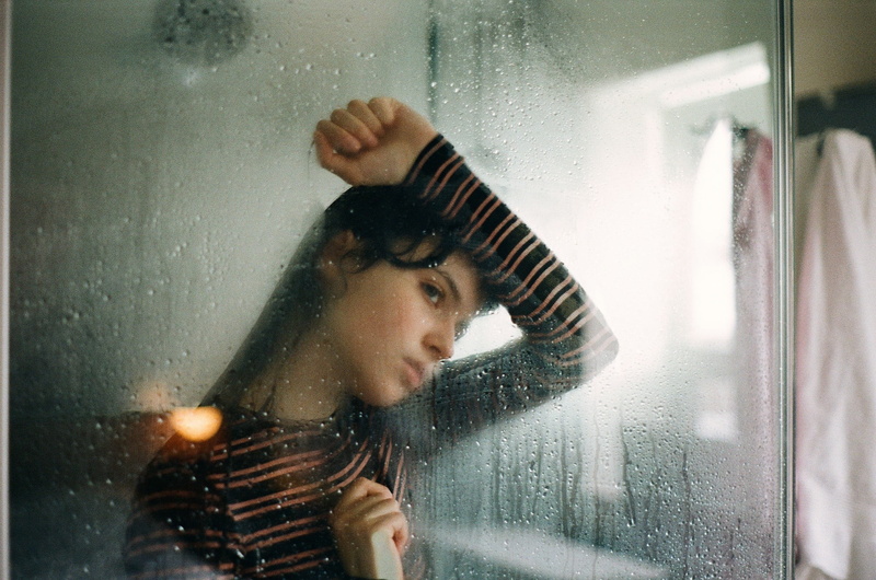 shower, lifestyles, contemplation, reflection, 1080P, portrait, rain, one person, real people, young adult, glass, Jesse Herzog, sweater, glass - material