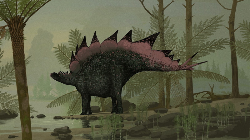 art and craft, stegosaurus, dinosaur, tree, digital composite, sculpture, animal representation, 2K, side view, animal wildlife, statue, no people, representation