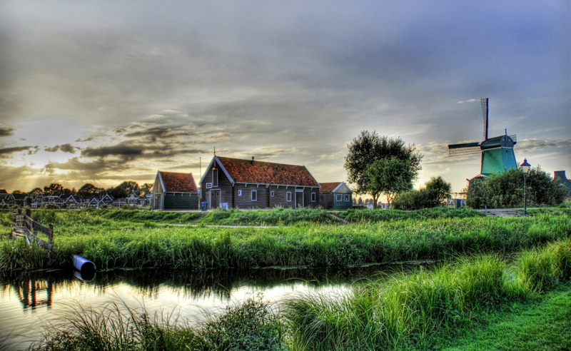 Holland, land, grass, building, residential district, water, building exterior, sky, Netherlands, concrete, nature, field, hdr, Europe, landscape, environment