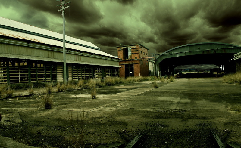 architecture, sky, spooky, buildings, building, City, overcast, outdoors, road, built structure, street, gray, brown, nature, no people, 2K, Outskirts