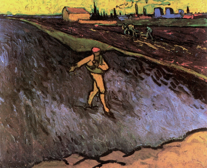 Outskirts of Arles, The Sower, Vincent van Gogh, 2K, in the Background