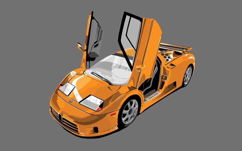 indoors, shape, colored background, toy, copy space, automobiles, studio shot, bugatti, stationary, cars, gray, digitalillustration, mode of transportation