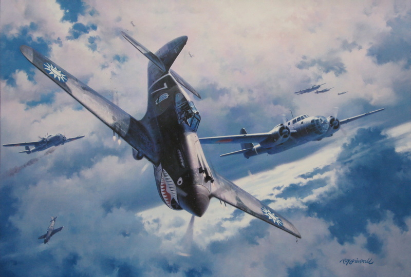 ww2, 2K, art, painting, war, aviation, P 40 Tomahawk