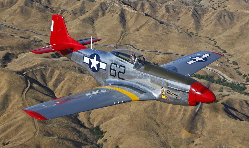 plane, army, fighter plane, antique, mode of transportation, warplane, airplane, air, force, mustang, air vehicle, nature, pilot, p-51, 1080P, red, flying