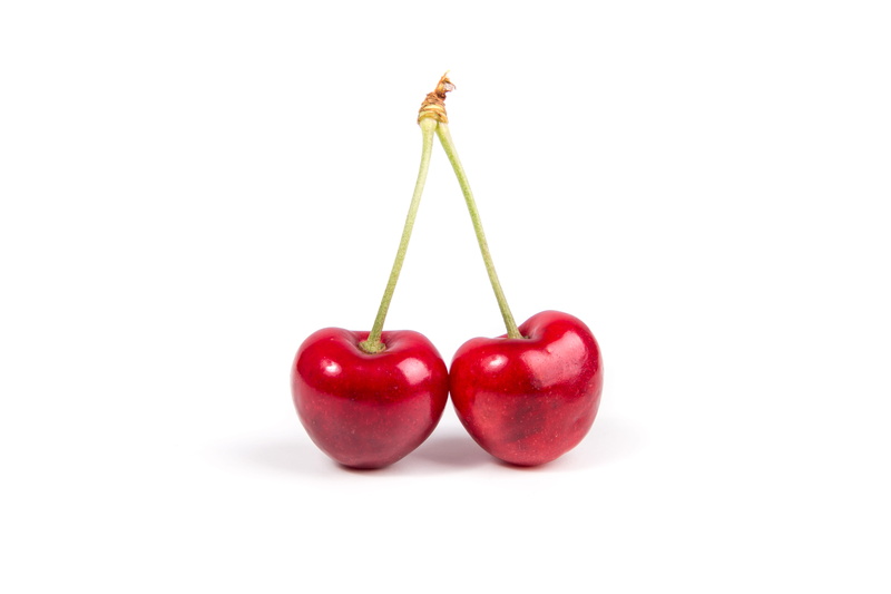 produce, dieting, shiny, fresh, plant stem, eating, cut out, two objects, ripe, close-up, cherry, bright, studio shot, indoors, studio, copy space, flashphotography