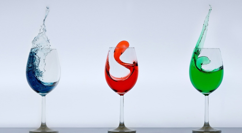 refreshment, glass, alcohol, group of objects, studio shot, drinking glass, Blue, Green, freshness, colored, food and drink, still life, wineglasses, 1080P
