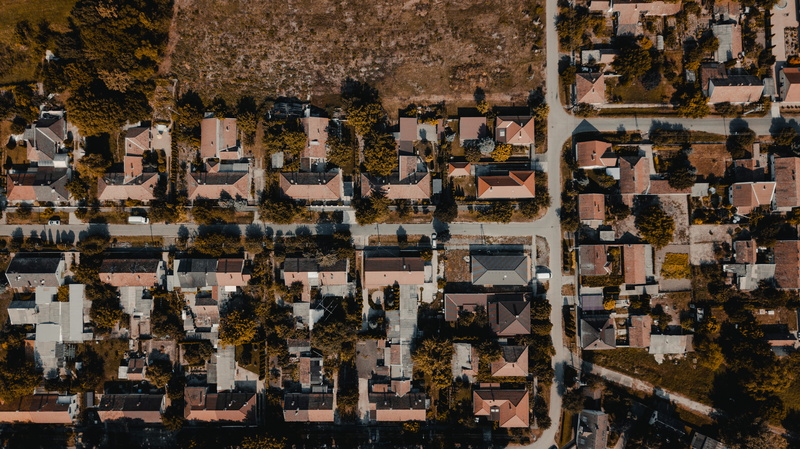 neighborhood, nature, person, aerial, houses, suburb, pattern, building, residential district, aerial view, built structure, building exterior, drone, road