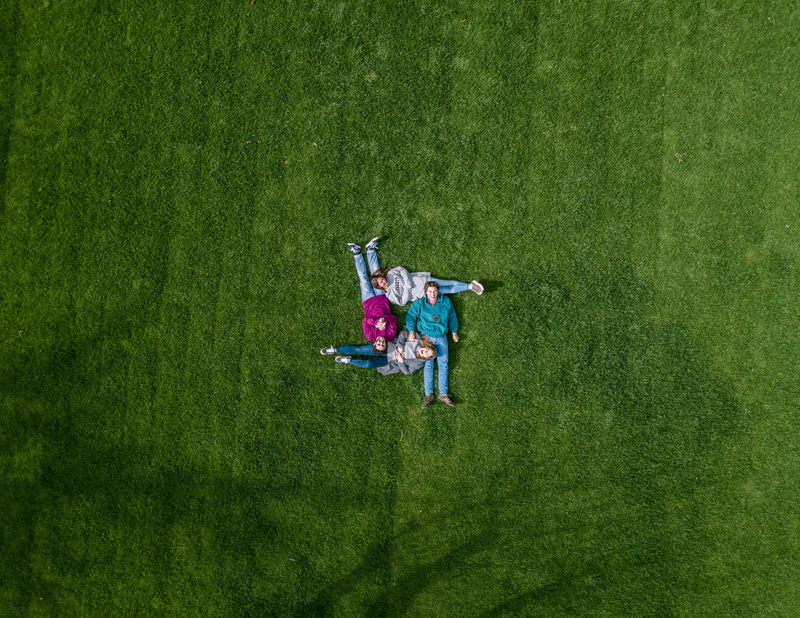 lying, grass, offspring, adult, casual clothing, men, full length, high angle view, males, fun, family portrait, tree, leisure activity, green, family