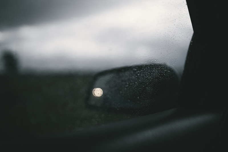 sky, thunder, drop, car, cold - Temperature, mirror, black and white, depth of field, cloud, wet, storm, close-up, glass - Material, reflection, light