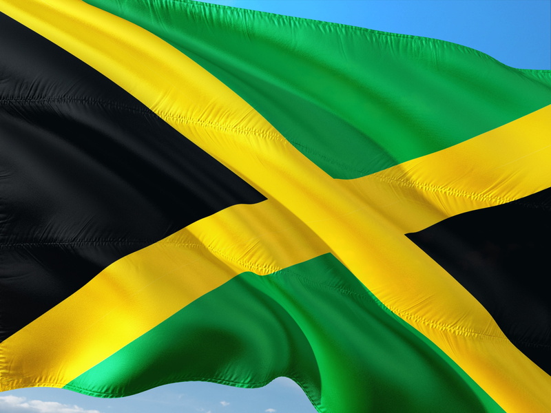 studio shot, backgrounds, textile, international, flag, 4K, simplicity, environment, jamaica, small group of objects, green color, close-up, yellow, nature