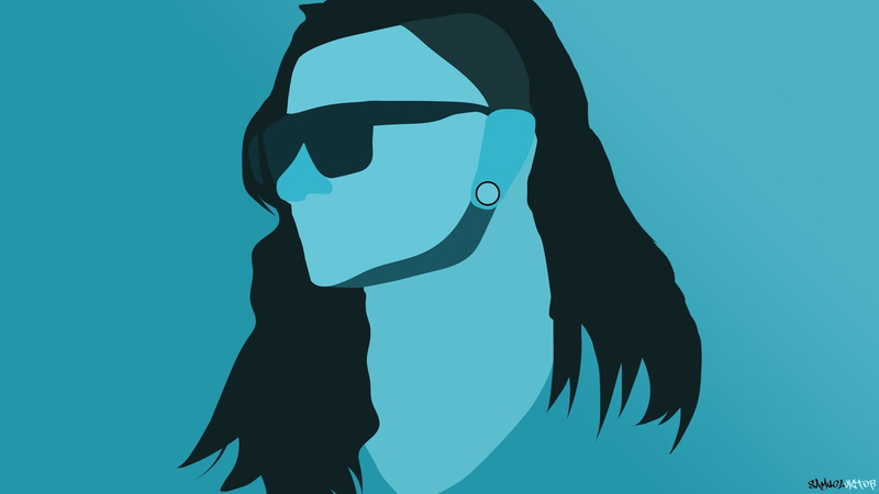 illustration, leisure activity, profile, lifestyles, nature, blue background, human body part, musician, sky, 1080P, body part, face, arms raised, real people