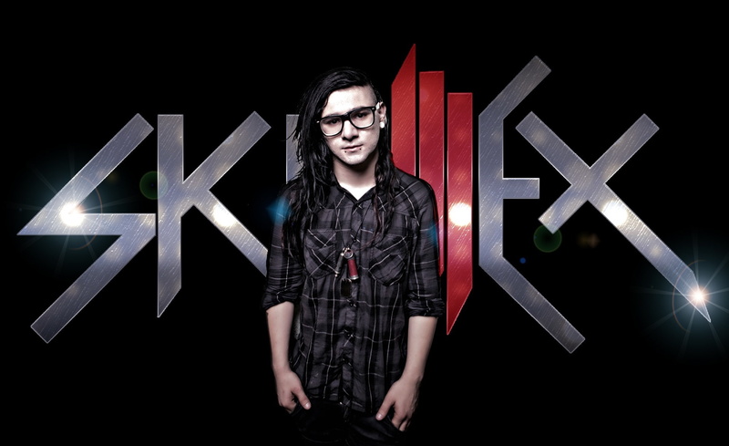 sign, glasses, portrait, standing, skrillex, one person, Music, lifestyles, black background, illuminated, 1080P, studio shot, casual clothing, young adult