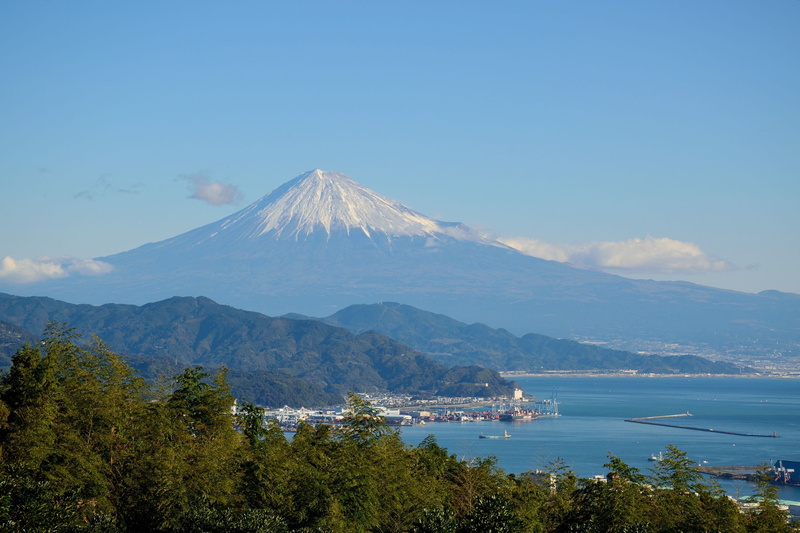 water, cloud - sky, blue, 2K, travel, scenics - nature, beauty in nature, japan, shizuoka, sea, volcano, tree, sky, tranquility, fuji, outdoors, mountain