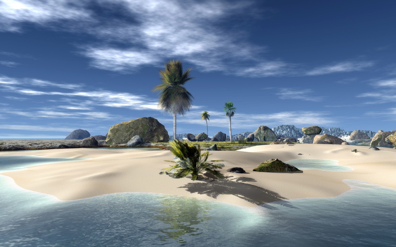 day, tranquil scene, tree, swimming pool, amazing nature, amp, palm tree, beautiful nature, idyllic, animated, beach, sea