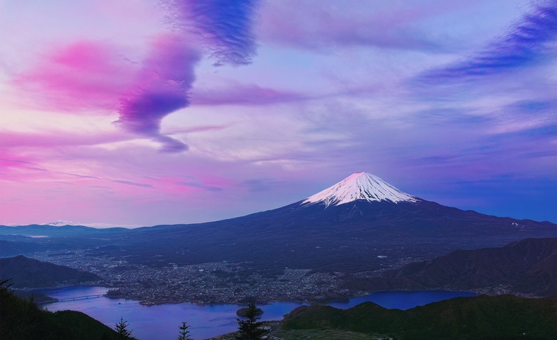 idyllic, land, Asia, outdoors, no people, landscape, scenics - nature, mount, environment, travel destinations, sky, volcanic crater, fuji, mountain peak