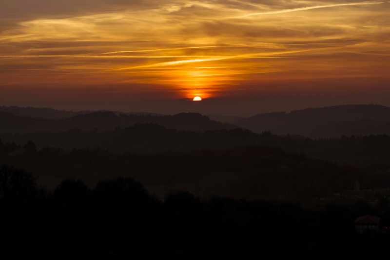 plant, sky, cloud - sky, idyllic, mountain, sun, dramatic sky, environment, dawn, no people, outdoors, beauty in nature, orange Color, silhouette, sunrise