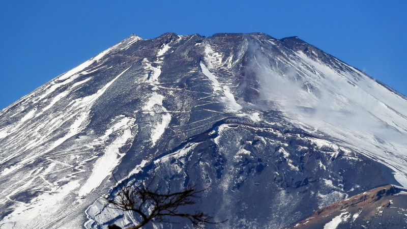 mountain peak, tranquility, snow, 2K, no people, non-urban scene, winter, clear sky, sky, mt fuji, low angle view, day, scenics - nature, mountain, formation