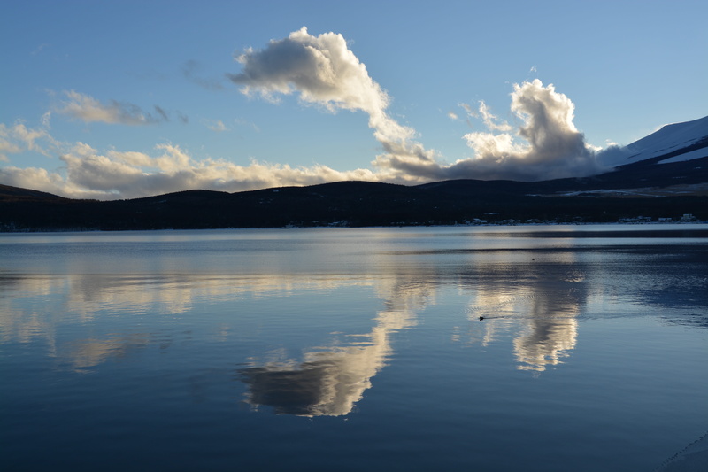 mountain, no people, water, cloud - sky, sky, travel destinations, mt fuji, idyllic, scenics - nature, mountain range, blue, lake, beauty in nature, 5K