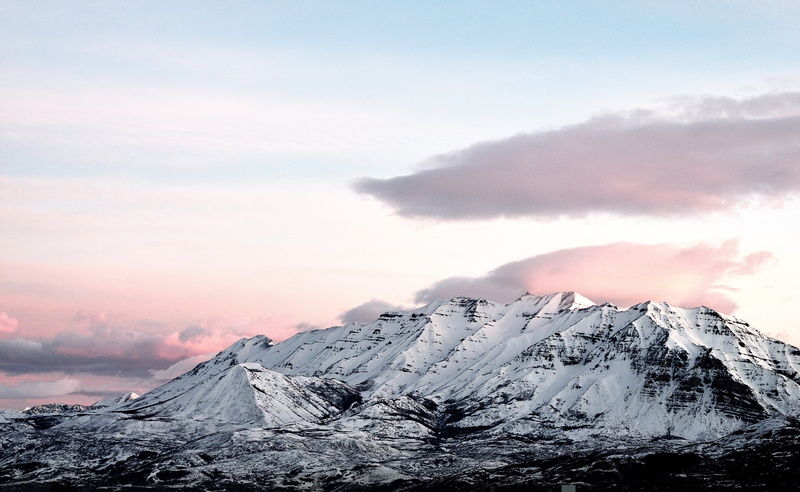 snow, gray, snowcapped mountain, sunset, no people, cloud - sky, United States, tranquil scene, cold temperature, tranquility, environment, non-urban scene