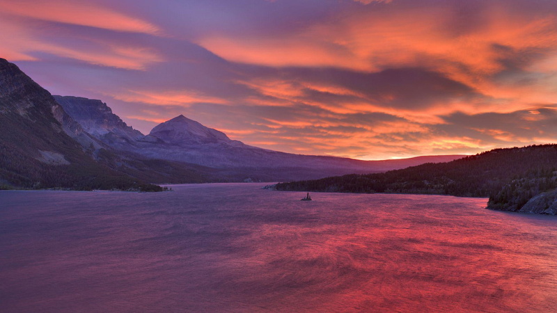 mountain, nature, sunset, water, mountains, timpanogos, 1080P, bodies, mount timpanogos, mount, 1920x1080, utah