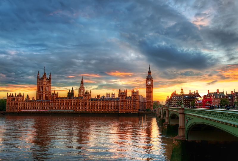 houses Of Parliament - London, panoramic, reflection, travel, dawn, arch bridge, London, illuminated, bridge - Man Made Structure, building, water, travel Destinations