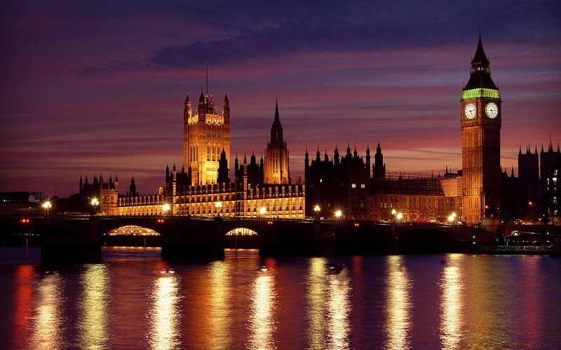 tower, government, built structure, connection, clock tower, building exterior, clock, Big Ben, river, palace, no people, westminster, water, dusk, bridge - man made structure