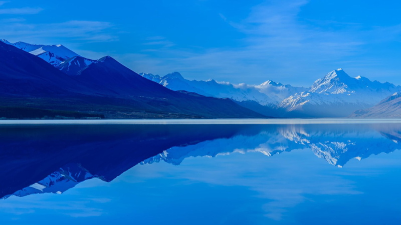 mountain, lake, snow, pukaki, sky, pukaki lake, scenery, 1080P, ranges, capped