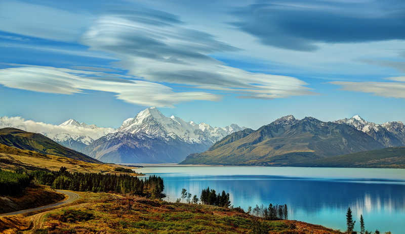 Zealand, lake, Pukaki, Mountains, scenery, nature, 4K, Reflection