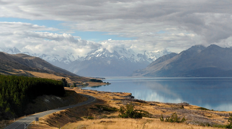 idyllic, water, outdoors, day, mountains, 2K, monoliths, nature, new zealand, cloud - sky, mount cook, reflection, snow, mountain range, remote, lake pukaki