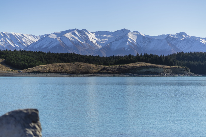 sky, snow, winter, new zealand, water, no people, composition, beauty in nature, 5K, tranquil scene, plant, mountain range, mountain peak, lake, snowcapped mountain