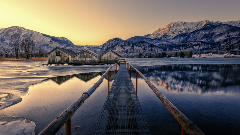 snowcapped mountain, no people, lake, dawn, tranquil scene, wilderness, bavaria, mountain range, landscape, water, sunrise, germany, sun, reflection, nature