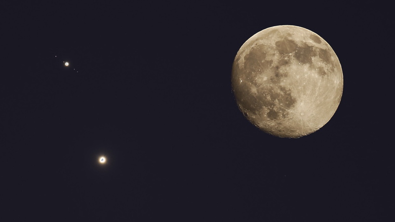 Jupiter, Venus, space, 1080P, Moon