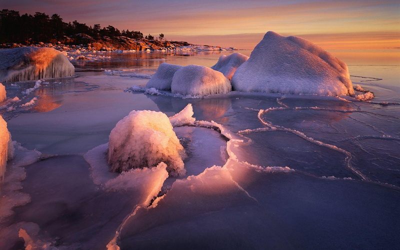 winter, landscape, frost, nature, nature and landscap, sunrise, broken, sunset, ice, ze, 1080P